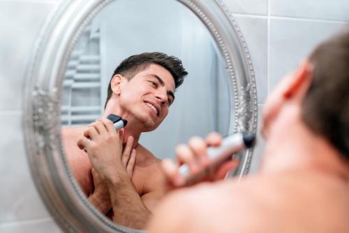 Man shaving in the morning